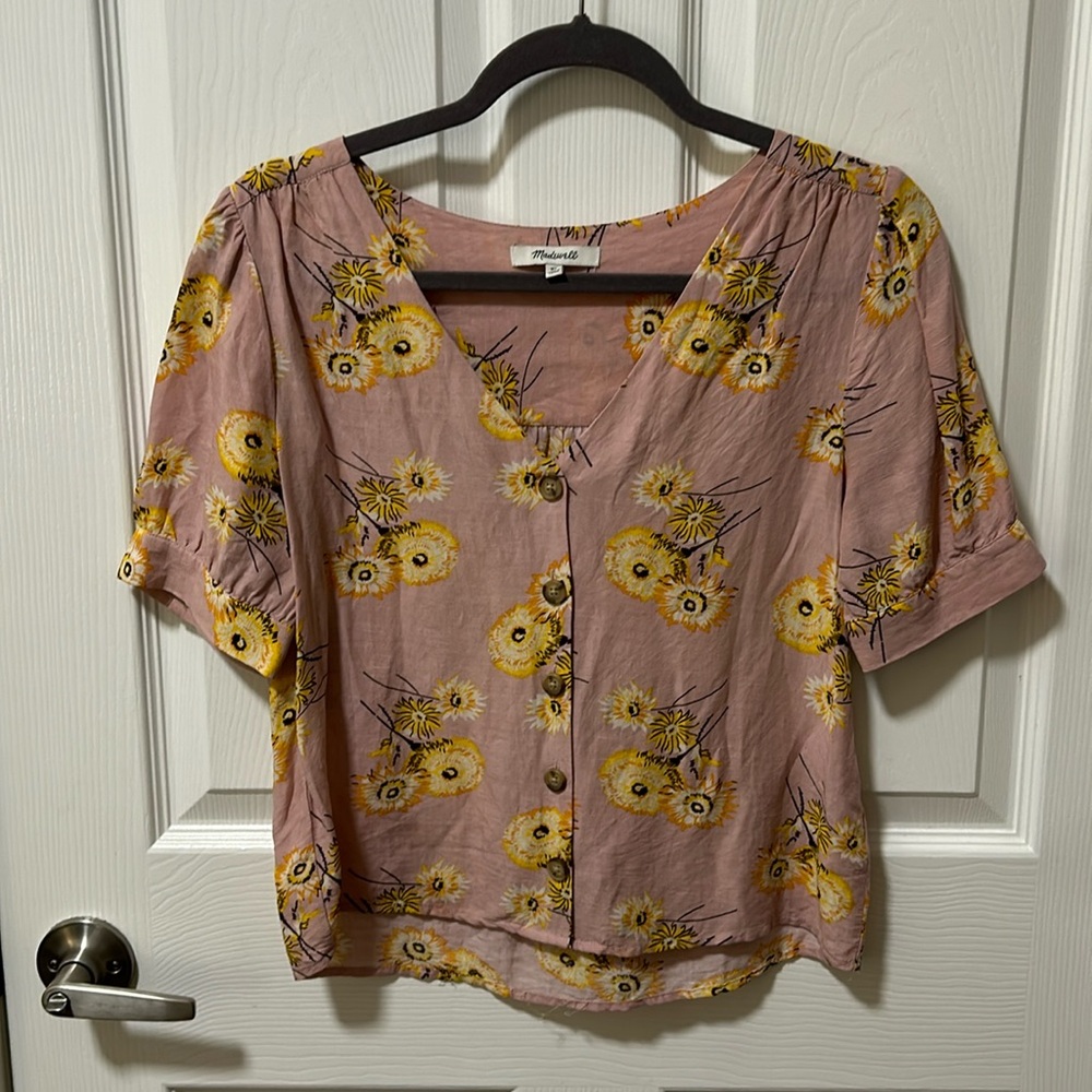 Madewell Linen Floral Top